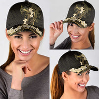 Black and Gold Hawaii Classic Cap Hammerhead Shark Tattoo Curve Polynesian LT14 - Polynesian Pride