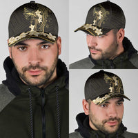 Black and Gold Hawaii Classic Cap Hammerhead Shark Tattoo Curve Polynesian LT14 - Polynesian Pride