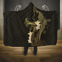 Black and Gold Hawaii Hooded Blanket Hammerhead Shark Tattoo Curve Polynesian LT14 - Polynesian Pride