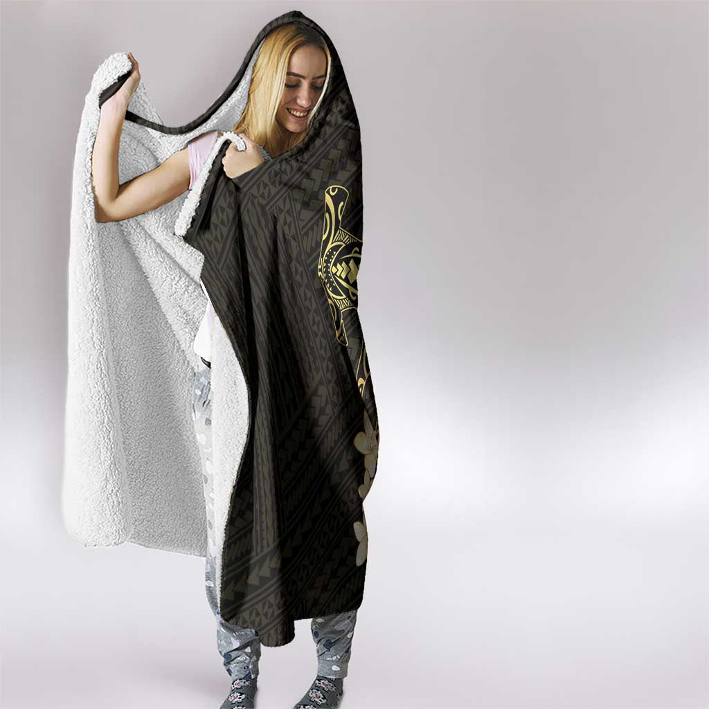 Black and Gold Hawaii Hooded Blanket Hammerhead Shark Tattoo Curve Polynesian LT14 - Polynesian Pride
