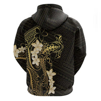 Black and Gold Hawaii Hoodie Hammerhead Shark Tattoo Curve Polynesian LT14 - Polynesian Pride