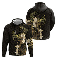 Black and Gold Hawaii Hoodie Hammerhead Shark Tattoo Curve Polynesian LT14 - Polynesian Pride
