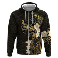 Black and Gold Hawaii Hoodie Hammerhead Shark Tattoo Curve Polynesian LT14 Zip Hoodie Black - Polynesian Pride