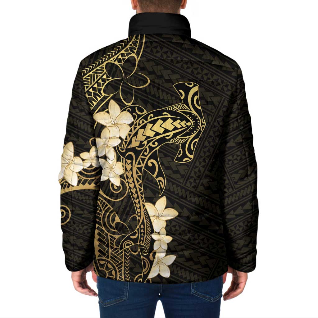 Black and Gold Hawaii Padded Jacket Hammerhead Shark Tattoo Curve Polynesian LT14 - Polynesian Pride