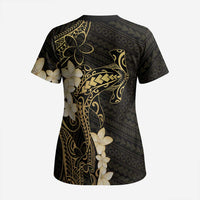 Black and Gold Hawaii Scrub Top Hammerhead Shark Tattoo Curve Polynesian LT14 - Polynesian Pride