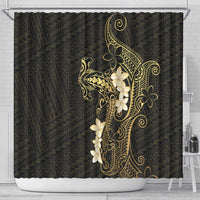 Black and Gold Hawaii Shower Curtain Hammerhead Shark Tattoo Curve Polynesian LT14 - Polynesian Pride