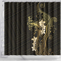 Black and Gold Hawaii Shower Curtain Hammerhead Shark Tattoo Curve Polynesian LT14 - Polynesian Pride