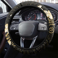 Black and Gold Hawaii Steering Wheel Cover Hammerhead Shark Tattoo Curve Polynesian LT14 - Polynesian Pride
