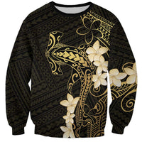Black and Gold Hawaii Sweatshirt Hammerhead Shark Tattoo Curve Polynesian LT14 Unisex Black - Polynesian Pride