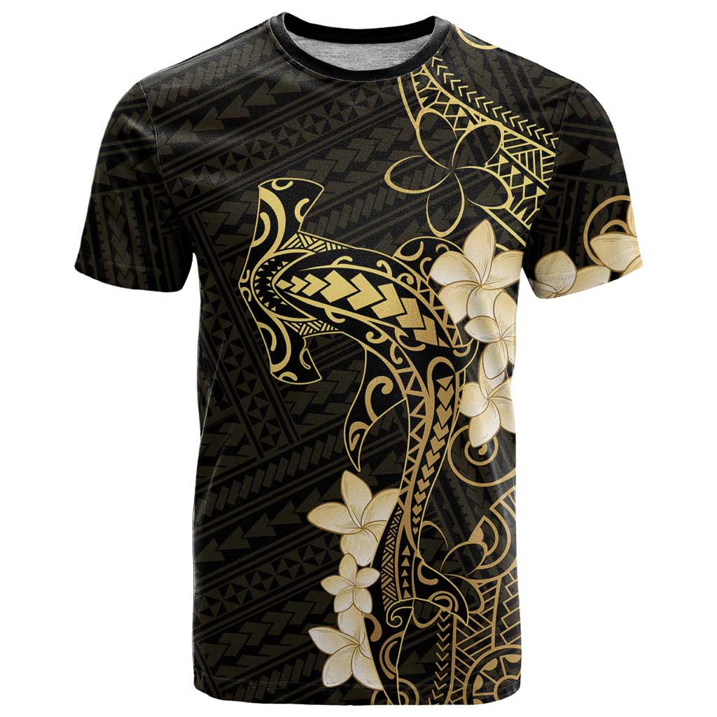 Black and Gold Hawaii T Shirt Hammerhead Shark Tattoo Curve Polynesian LT14 Black - Polynesian Pride