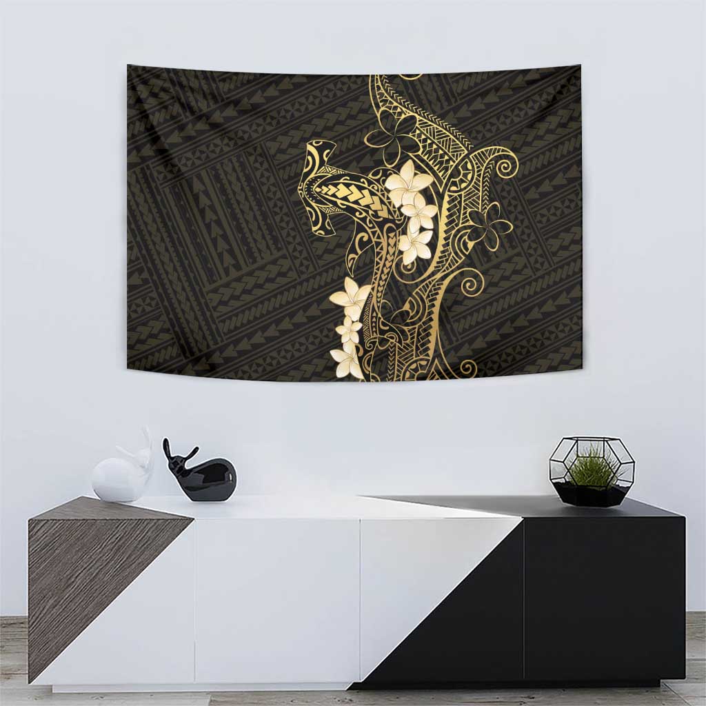 Black and Gold Hawaii Tapestry Hammerhead Shark Tattoo Curve Polynesian LT14 - Polynesian Pride
