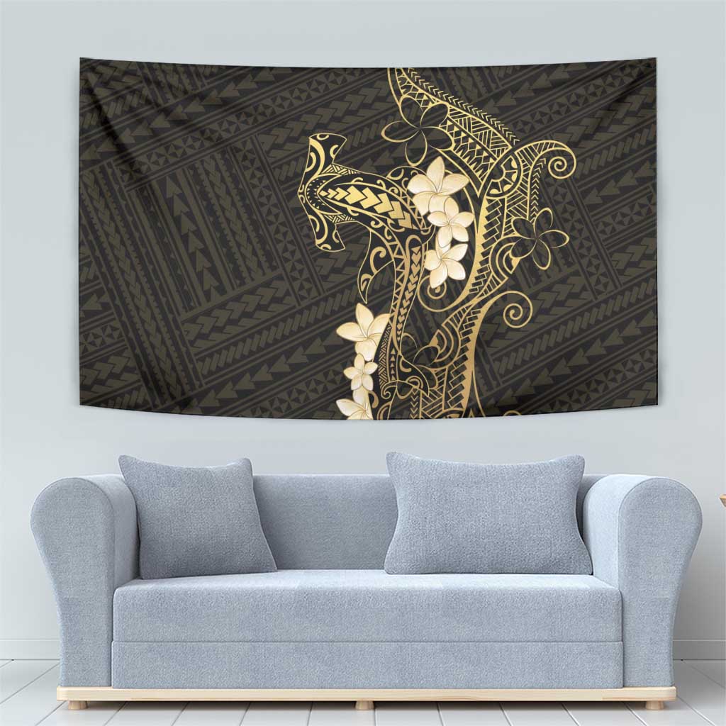 Black and Gold Hawaii Tapestry Hammerhead Shark Tattoo Curve Polynesian LT14 - Polynesian Pride