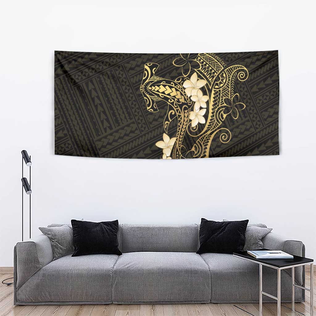 Black and Gold Hawaii Tapestry Hammerhead Shark Tattoo Curve Polynesian LT14 - Polynesian Pride