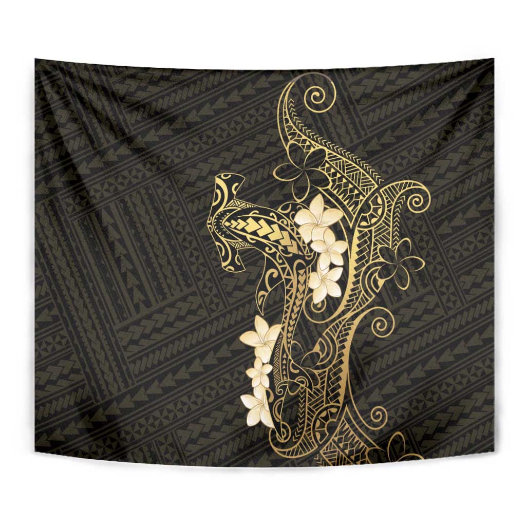 Black and Gold Hawaii Tapestry Hammerhead Shark Tattoo Curve Polynesian LT14 - Polynesian Pride