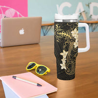 Black and Gold Hawaii Tumbler With Handle Hammerhead Shark Tattoo Curve Polynesian LT14 - Polynesian Pride
