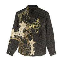 Black and Gold Hawaii Women Casual Shirt Hammerhead Shark Tattoo Curve Polynesian LT14 - Polynesian Pride