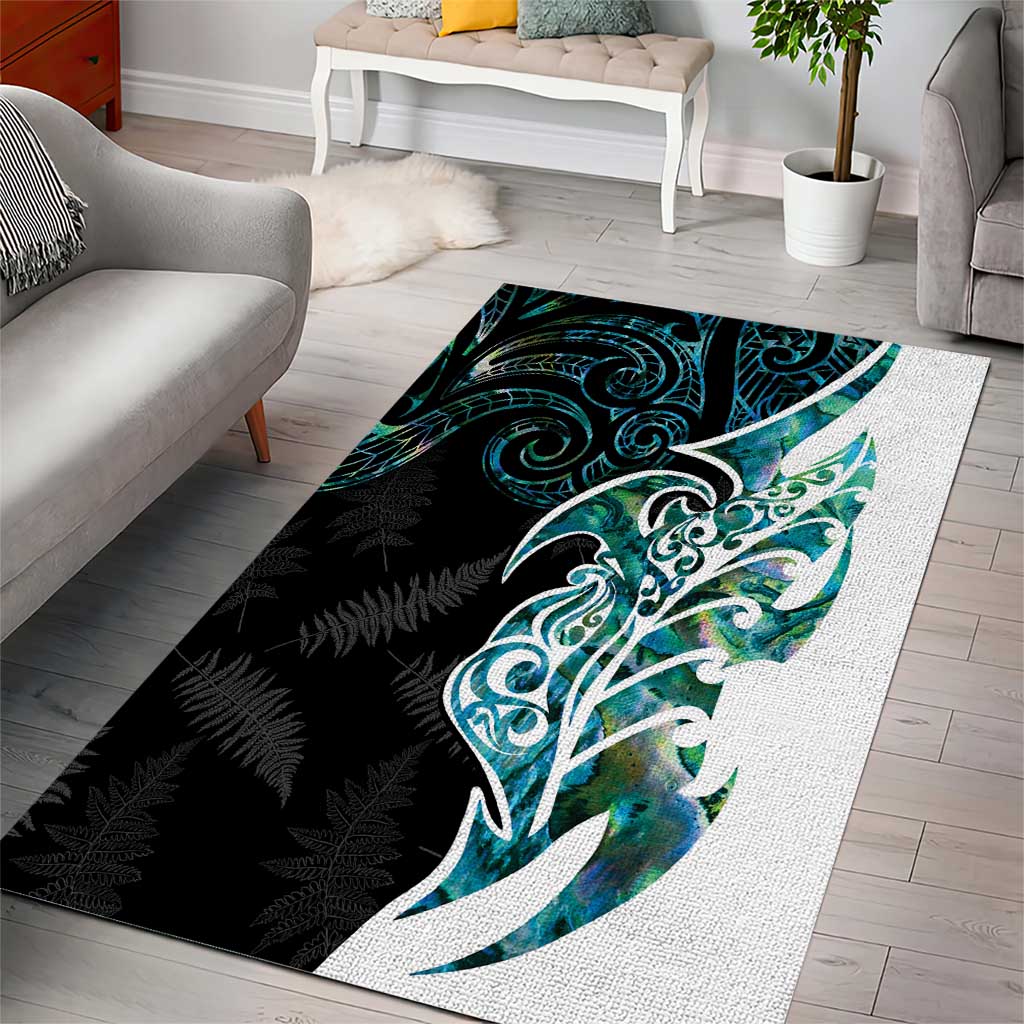 Proud Aotearoa Area Rug Maori Silver Fern Mix Paua Shell Pattern LT14 - Polynesian Pride