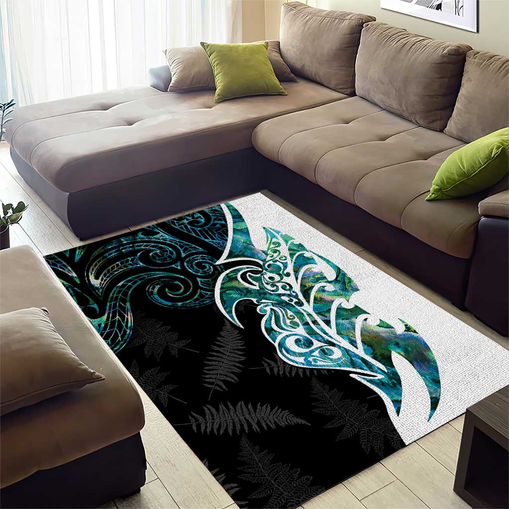 Proud Aotearoa Area Rug Maori Silver Fern Mix Paua Shell Pattern LT14 - Polynesian Pride