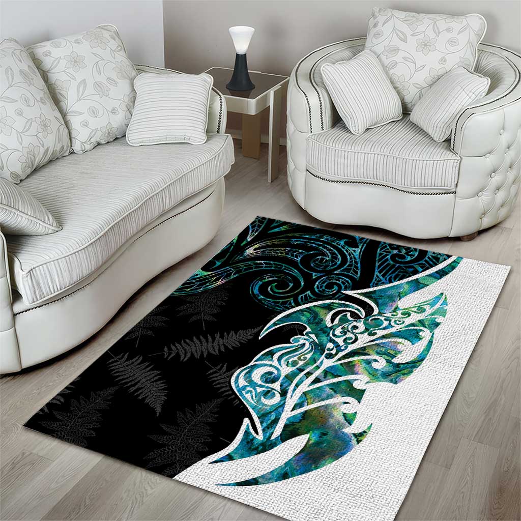 Proud Aotearoa Area Rug Maori Silver Fern Mix Paua Shell Pattern LT14 - Polynesian Pride