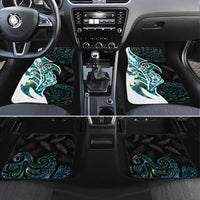 Proud Aotearoa Car Mats Maori Silver Fern Mix Paua Shell Pattern LT14 Set 4pcs Black - Polynesian Pride