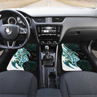 Proud Aotearoa Car Mats Maori Silver Fern Mix Paua Shell Pattern LT14 Set 2pcs - Front Black - Polynesian Pride