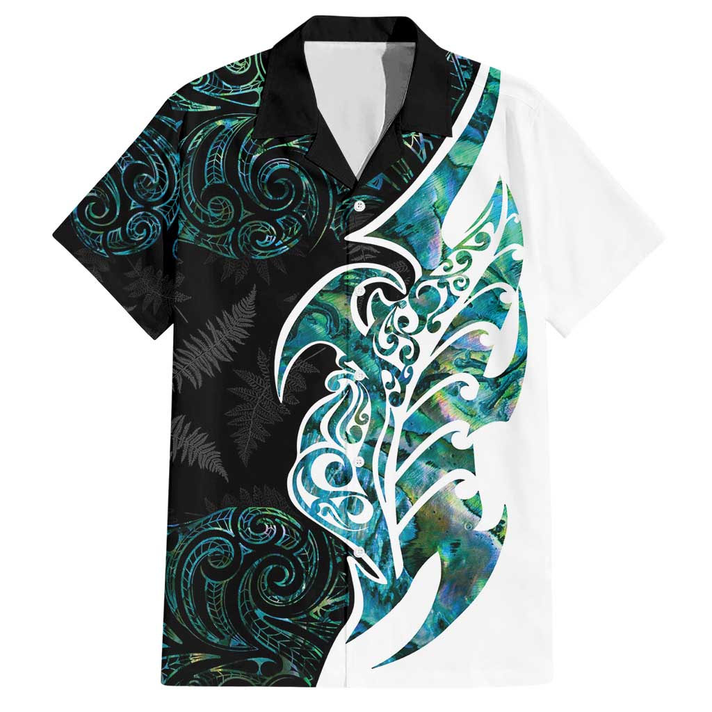 Proud Aotearoa Hawaiian Shirt Maori Silver Fern Mix Paua Shell Pattern LT14 Black - Polynesian Pride