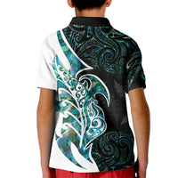 Proud Aotearoa Kid Polo Shirt Maori Silver Fern Mix Paua Shell Pattern LT14 - Polynesian Pride