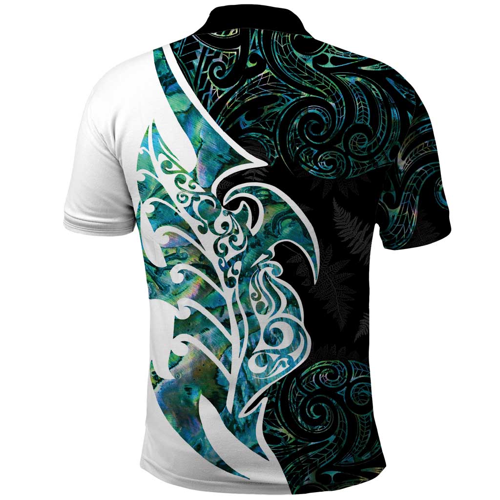 Proud Aotearoa Polo Shirt Maori Silver Fern Mix Paua Shell Pattern LT14 - Polynesian Pride