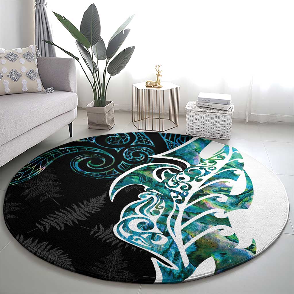 Proud Aotearoa Round Carpet Maori Silver Fern Mix Paua Shell Pattern LT14 - Polynesian Pride