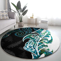Proud Aotearoa Round Carpet Maori Silver Fern Mix Paua Shell Pattern LT14 - Polynesian Pride