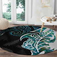 Proud Aotearoa Round Carpet Maori Silver Fern Mix Paua Shell Pattern LT14 - Polynesian Pride