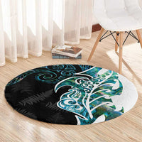 Proud Aotearoa Round Carpet Maori Silver Fern Mix Paua Shell Pattern LT14 - Polynesian Pride