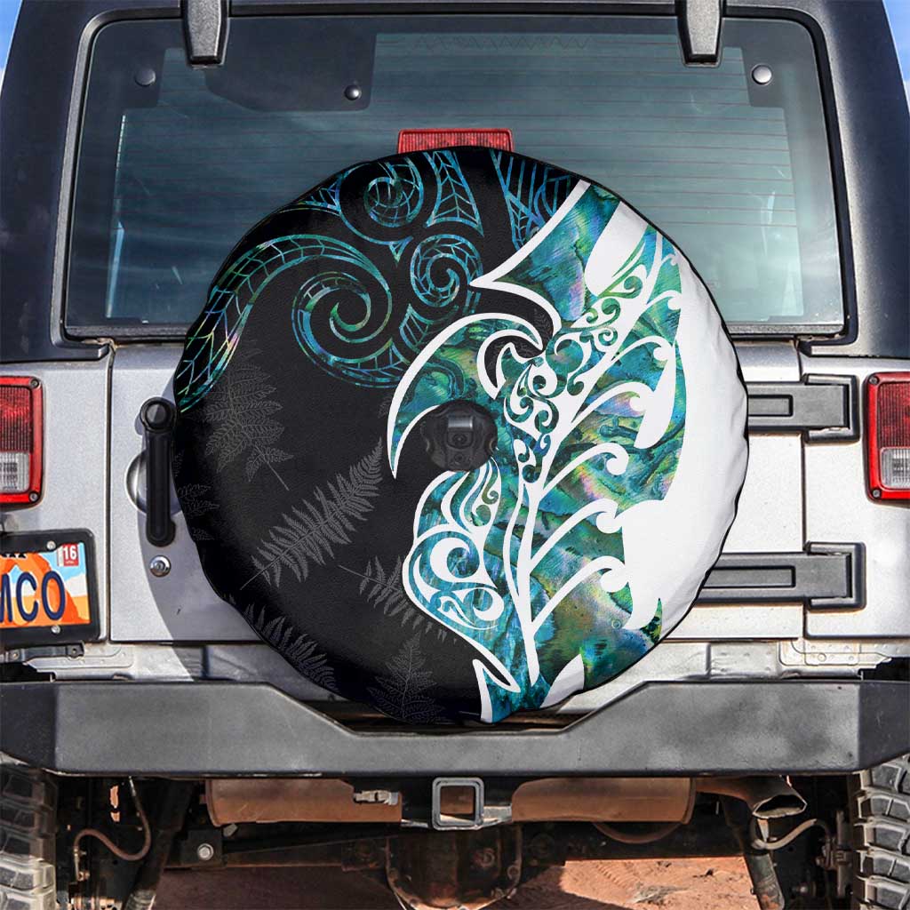 Proud Aotearoa Spare Tire Cover Maori Silver Fern Mix Paua Shell Pattern