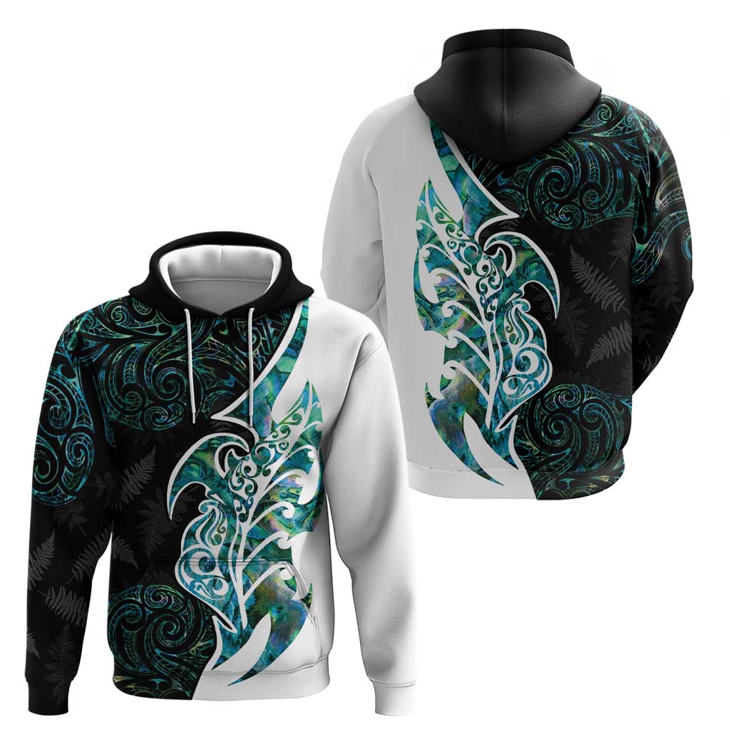 Proud Aotearoa Zip Hoodie Maori Silver Fern Mix Paua Shell Pattern LT14 - Polynesian Pride