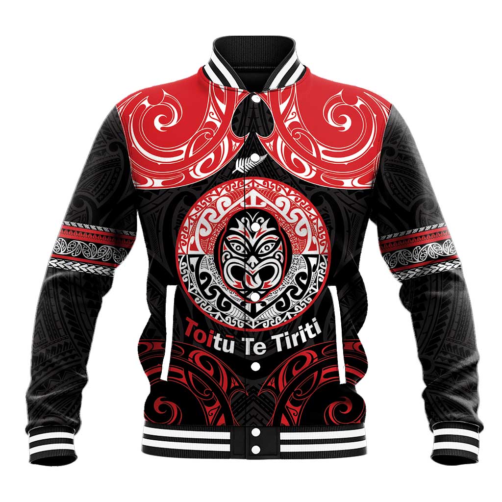 Aotearoa Toitu Te Tiriti Baseball Jacket Haka Tiki Honour The Treaty LT14 Unisex Black - Polynesian Pride