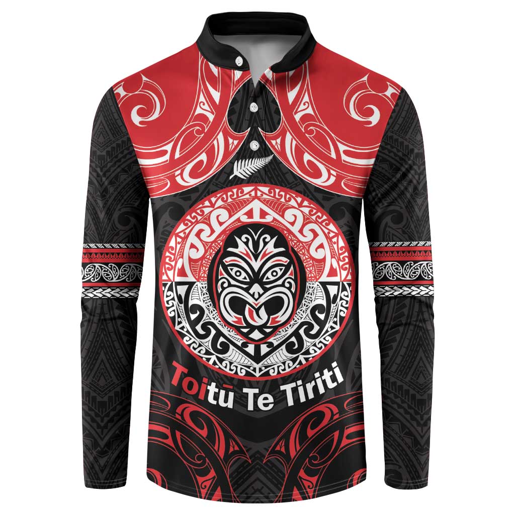 Aotearoa Toitu Te Tiriti Button Sweatshirt Haka Tiki Honour The Treaty LT14 Black - Polynesian Pride