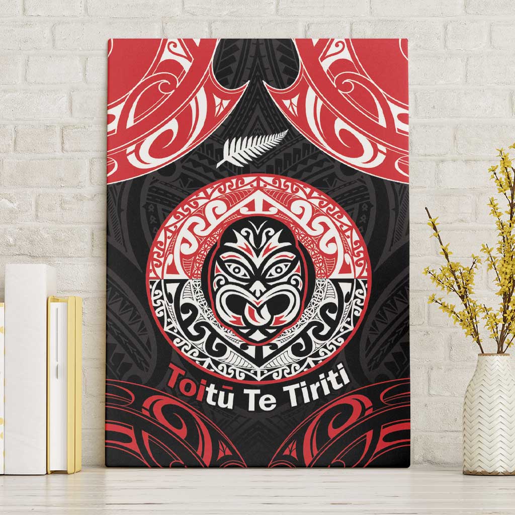 Aotearoa Toitu Te Tiriti Canvas Wall Art Haka Tiki Honour The Treaty LT14 Without Frame Black - Polynesian Pride