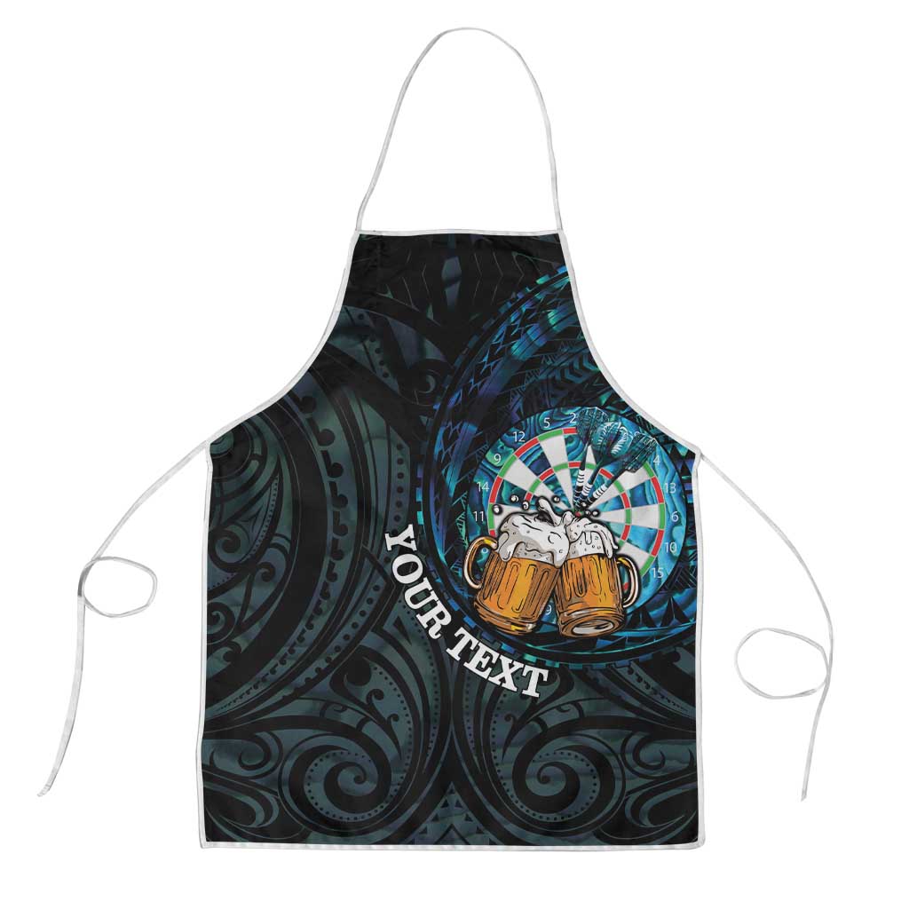 Personalized New Zealand Darts Beer Apron Paua Shell Aotearoa Maori Tattoo LT14 Black - Polynesian Pride