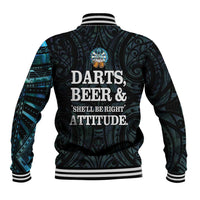 Personalized New Zealand Darts Beer Baseball Jacket Paua Shell Aotearoa Maori Tattoo LT14 - Polynesian Pride