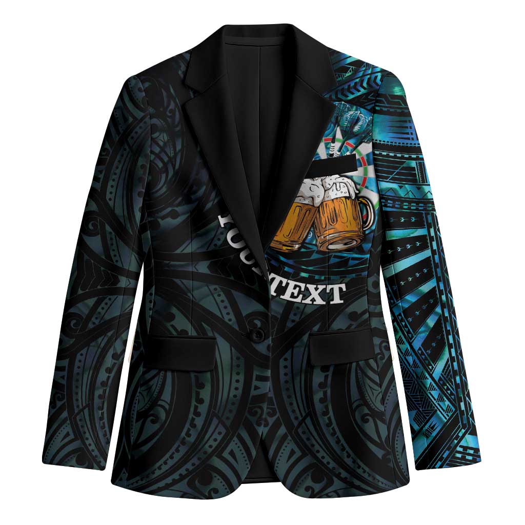 Personalized New Zealand Darts Beer Blazer Paua Shell Aotearoa Maori Tattoo LT14 Unisex Black - Polynesian Pride