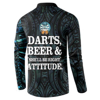 Personalized New Zealand Darts Beer Button Sweatshirt Paua Shell Aotearoa Maori Tattoo LT14 - Polynesian Pride