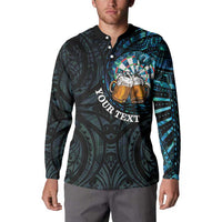 Personalized New Zealand Darts Beer Button Sweatshirt Paua Shell Aotearoa Maori Tattoo LT14 - Polynesian Pride