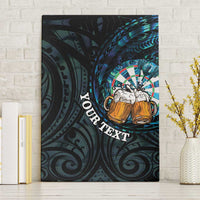 Personalized New Zealand Darts Beer Canvas Wall Art Paua Shell Aotearoa Maori Tattoo LT14 Without Frame Black - Polynesian Pride