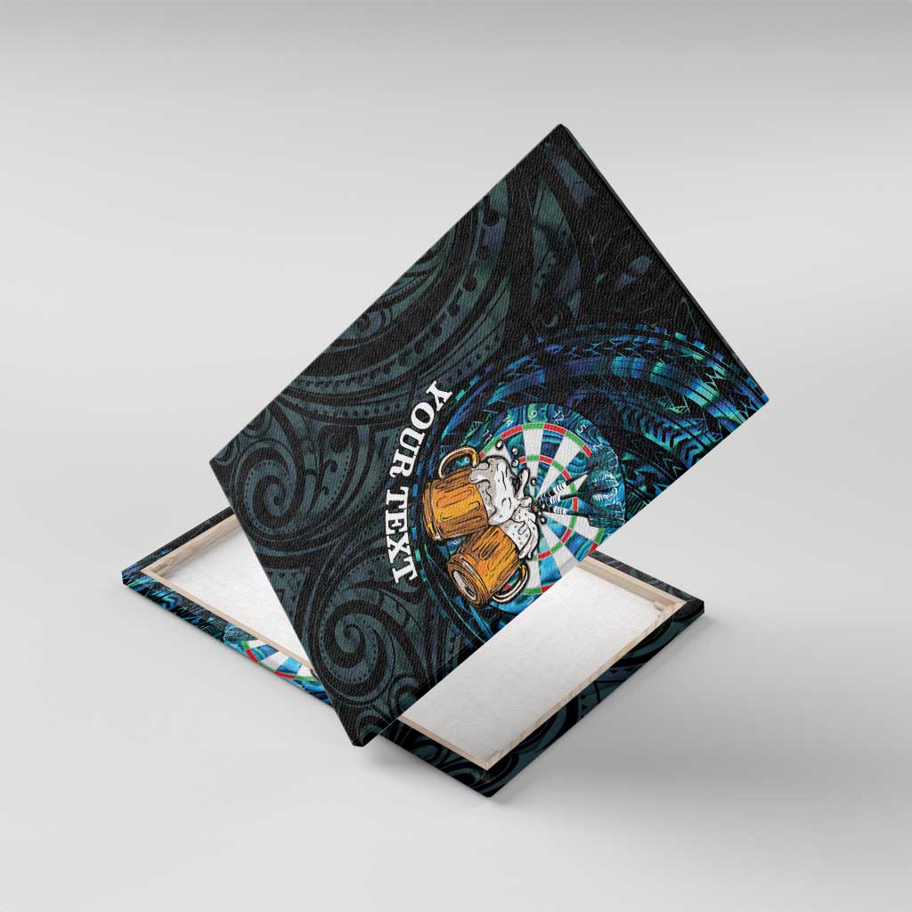 Personalized New Zealand Darts Beer Canvas Wall Art Paua Shell Aotearoa Maori Tattoo LT14 With Frame Black - Polynesian Pride