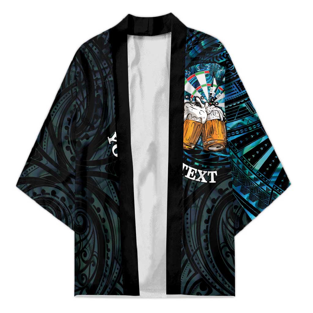 Personalized New Zealand Darts Beer Kimono Paua Shell Aotearoa Maori Tattoo LT14 Unisex Black - Polynesian Pride