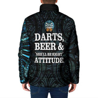 Personalized New Zealand Darts Beer Padded Jacket Paua Shell Aotearoa Maori Tattoo LT14 - Polynesian Pride