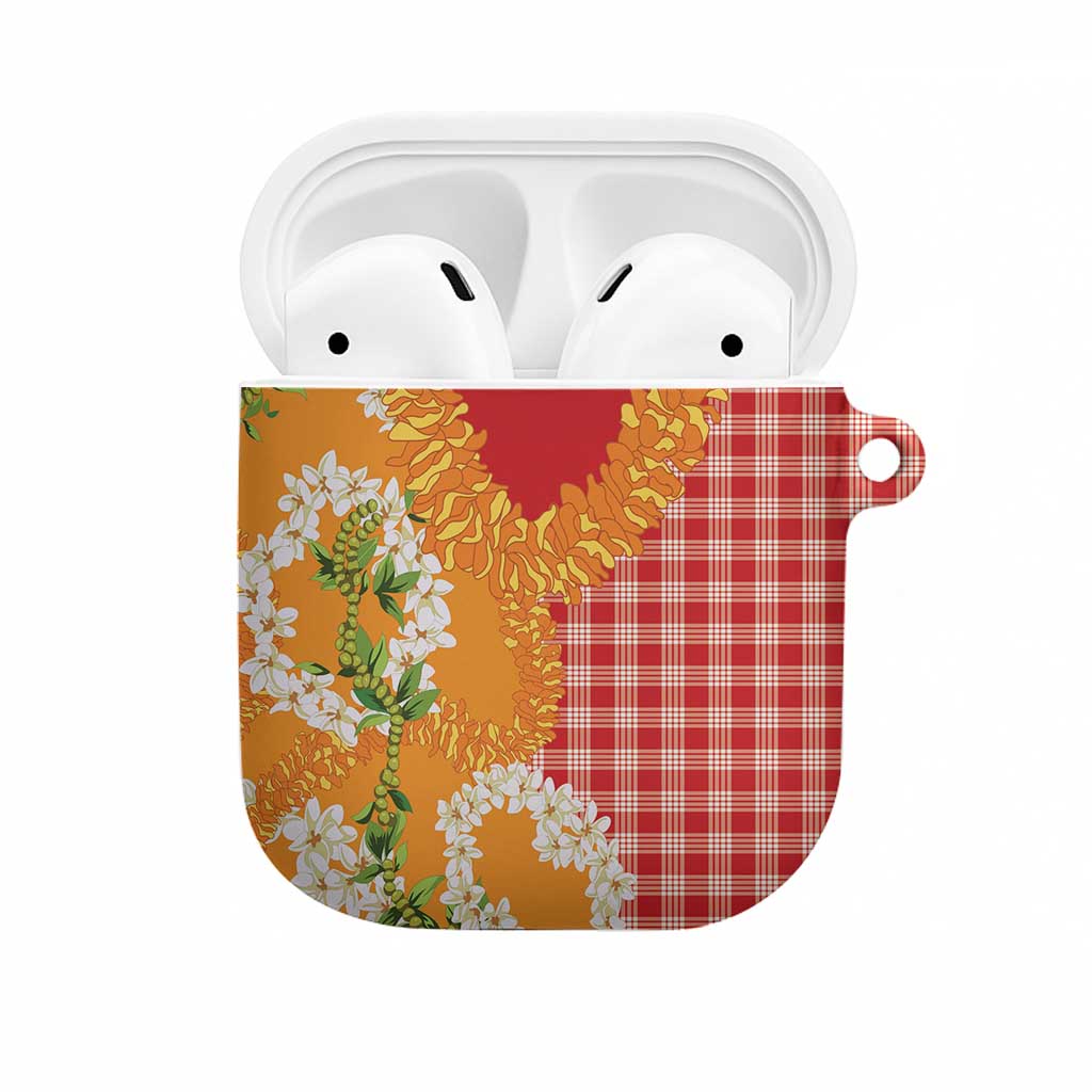Prince Kuhio Aloha Hawaii AirPods Case Plumeria Ilima Lei Palaka Motifs LT14 Red - Polynesian Pride
