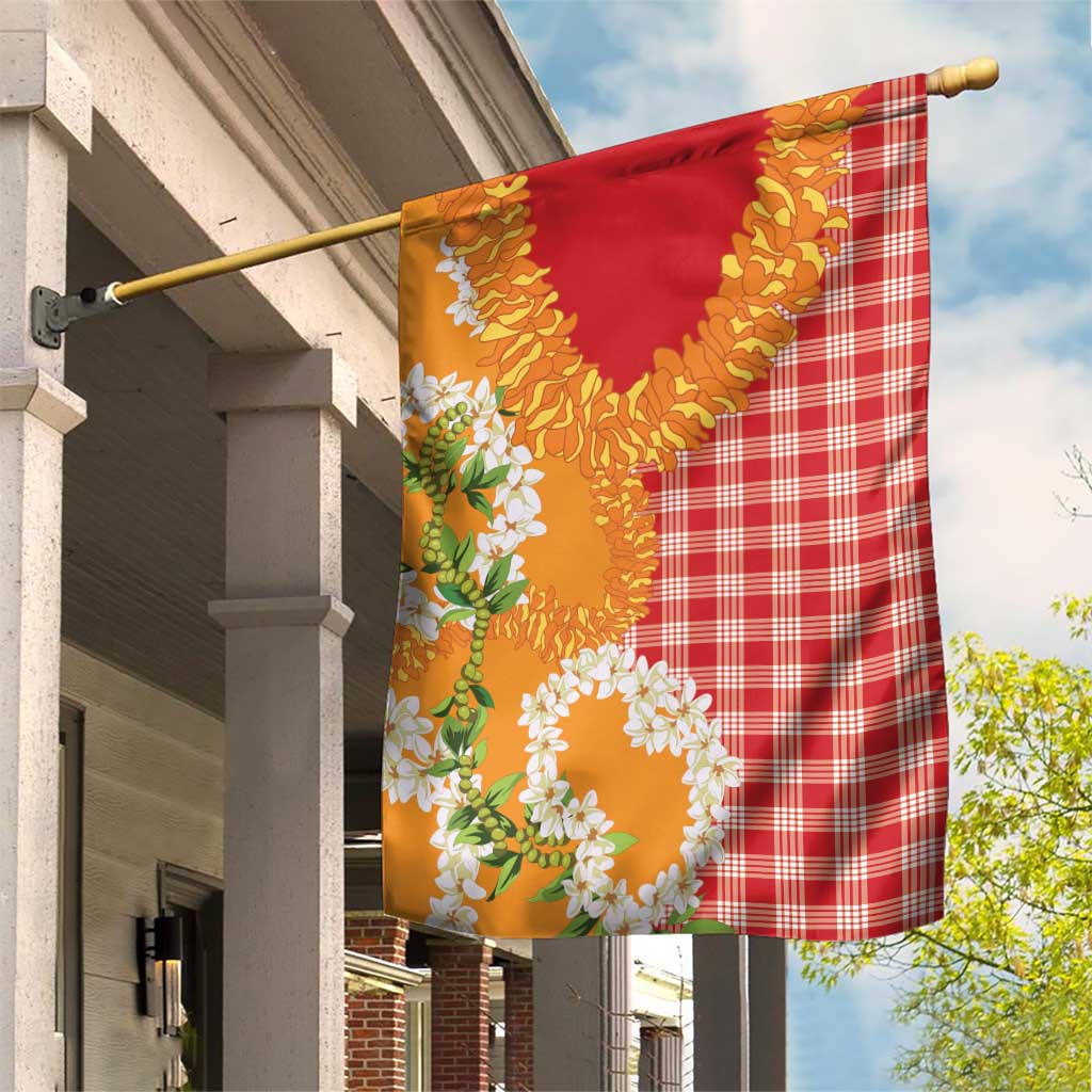 Prince Kuhio Aloha Hawaii Garden Flag Plumeria Ilima Lei Palaka Motifs LT14 House Flag Red - Polynesian Pride