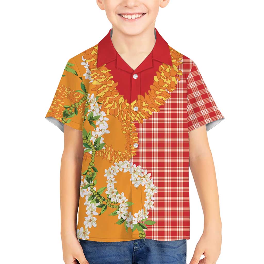 Prince Kuhio Aloha Hawaii Kid Hawaiian Shirt Plumeria Ilima Lei Palaka Motifs LT14 Kid Red - Polynesian Pride