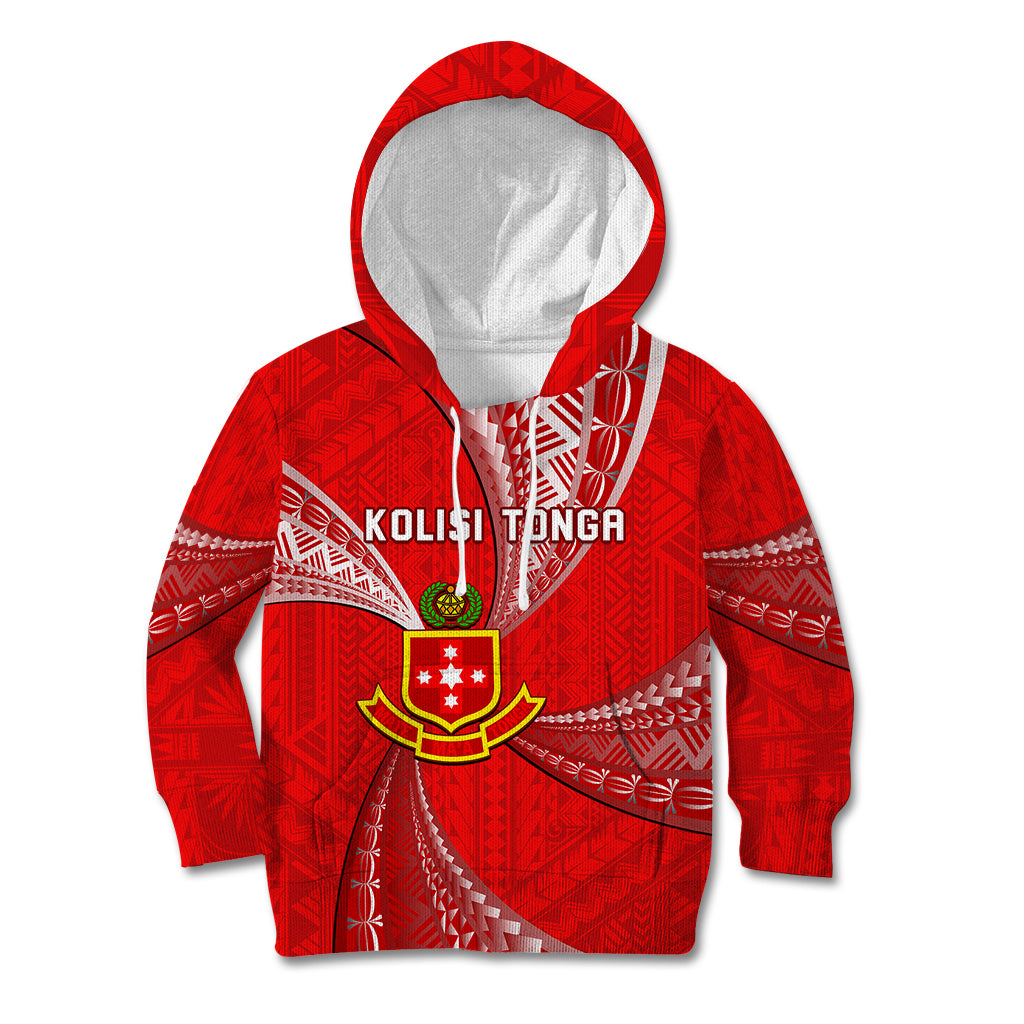 Personalised Tonga College Alete Kid Hoodie Kolisi Tonga Ngatu Pattern LT14 Hoodie Red - Polynesian Pride